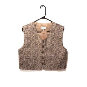 NWT Vintage 1990s Beige Paisley Vest 100% USA Cotton L ASO Elayne Benes Seinfeld